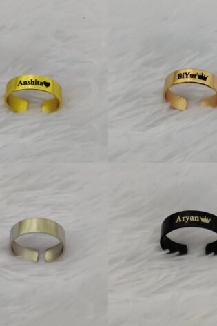 Men's Ring 2 - Men's Ring with any name Customized - Finger Ring size can be adjustable and personalized for any finger available in gold, silver, rose gold, black colour